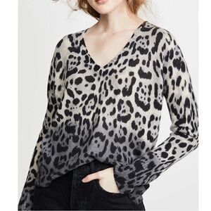 360 Cashmere Lauren Leopard Print Ombré Sweater XS